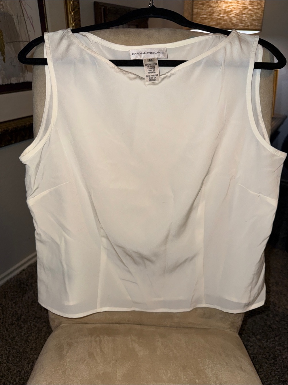Evan Picone Cream Sleeveless Shell Tank Size 14